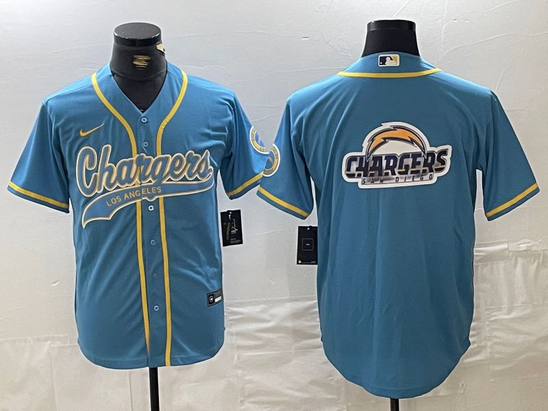 Men Los Angeles Chargers Blank Light blue Joint Name 2024 Nike Limited NFL Jersey style 3->pittsburgh penguins->NHL Jersey